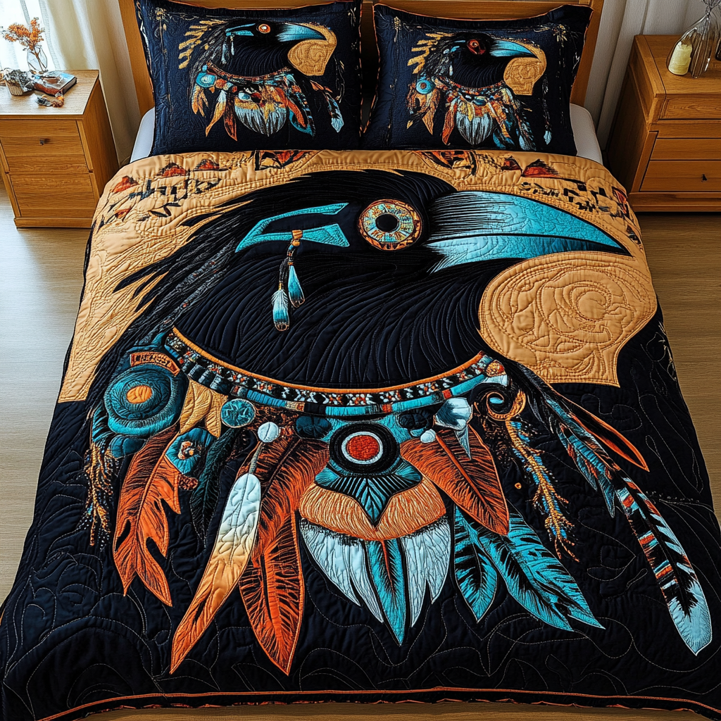 Midnight Wings 3-Piece Quilted Bedding Set NCU0DK2665