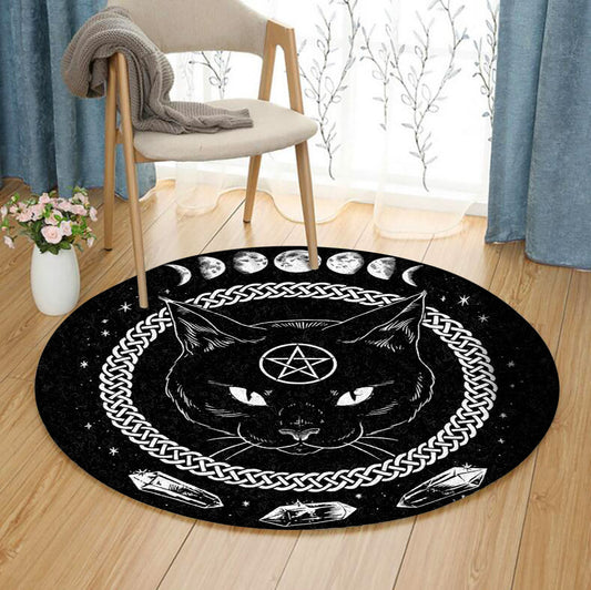 Mistery Cat HT090853 Round Area Rug