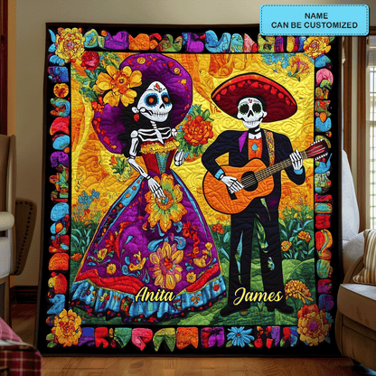 Dia De Los Muertos Personalized Quilted Blanket