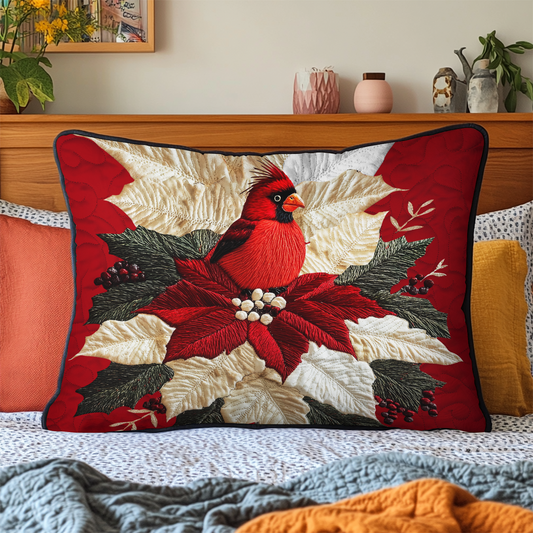 Poinsettia Cardinal Quilted Bedding Pillow Case NCU0VH976