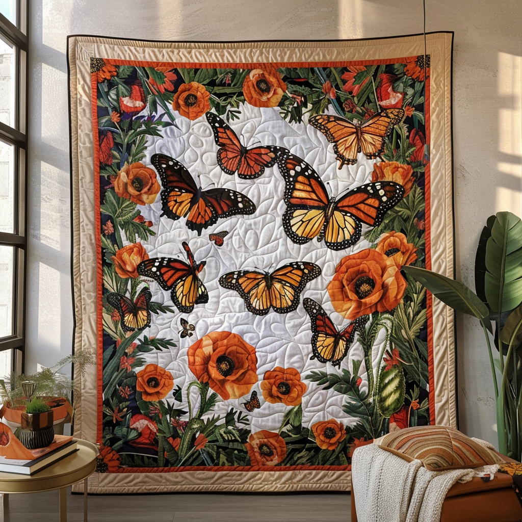 Monarch Butterflies Quilted Blanket NCU0VL002