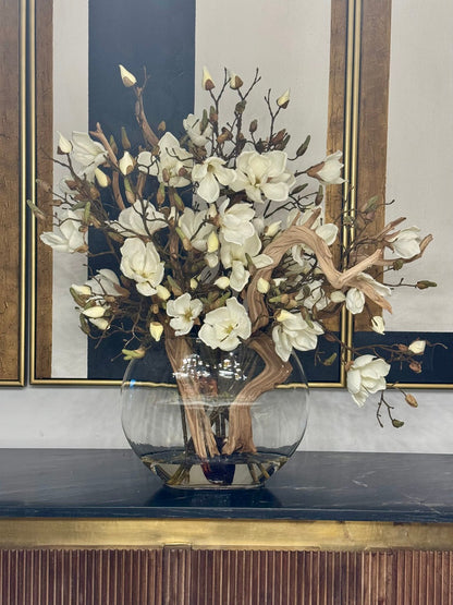 16″ Moon Vase With Magnolias