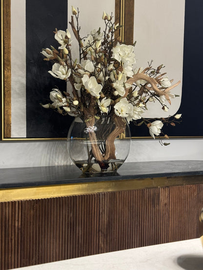 16″ Moon Vase With Magnolias