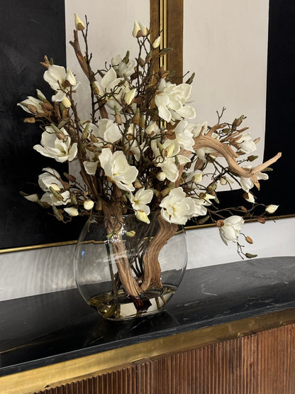 16″ Moon Vase With Magnolias