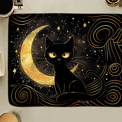 Moonlit Cat's Serenade Quilted Place Mat NCU0TH403