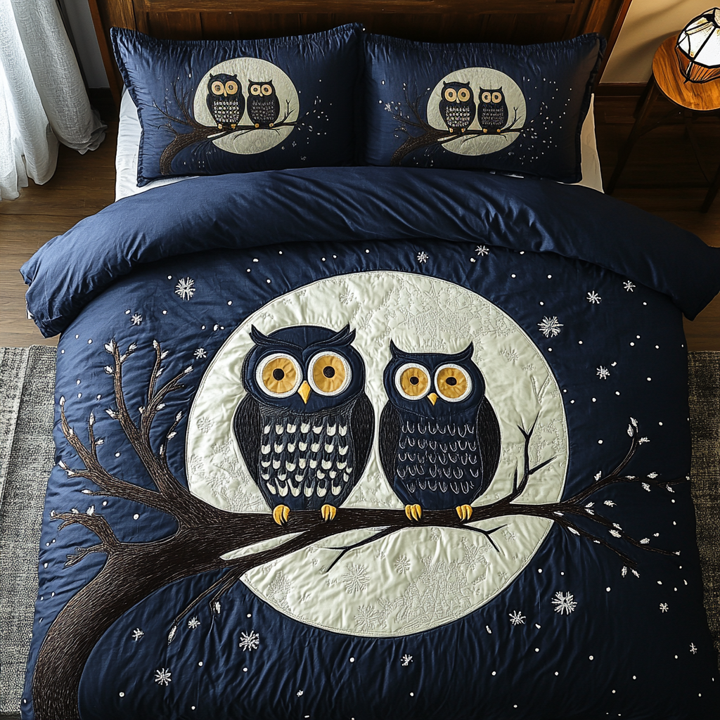 Moonlit Lovebirds 3-Piece Quilted Bedding Set NCU0DK3145