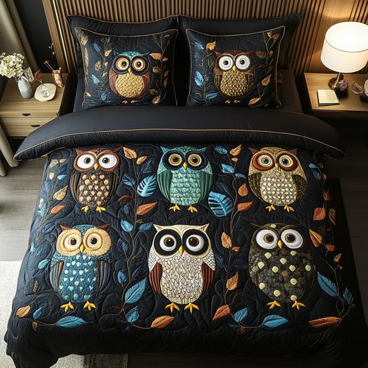 Moonlit Owl 3-Piece Quilted Bedding Set NCU0DK3100