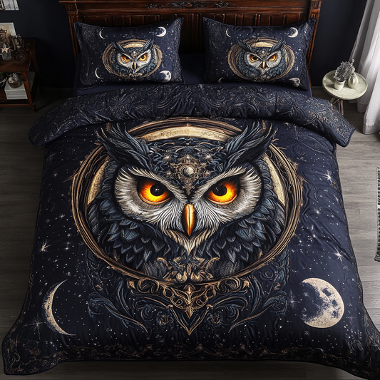 Moonlit Owl 3-Piece Quilted Bedding Set NCU0DK3460