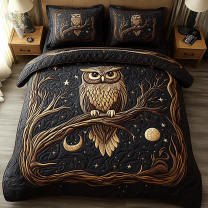 Moonlit Owl 3-Piece Quilted Bedding Set NCU0DK3612