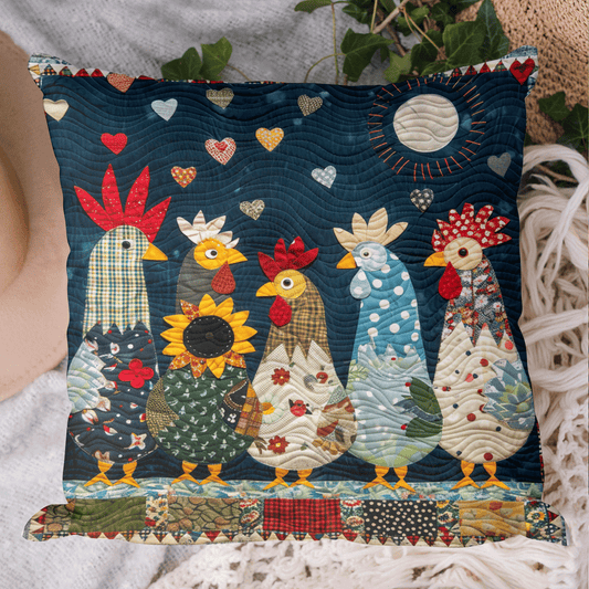 Moonlit Roosters Quilted Pillow Case NCU0TH1205