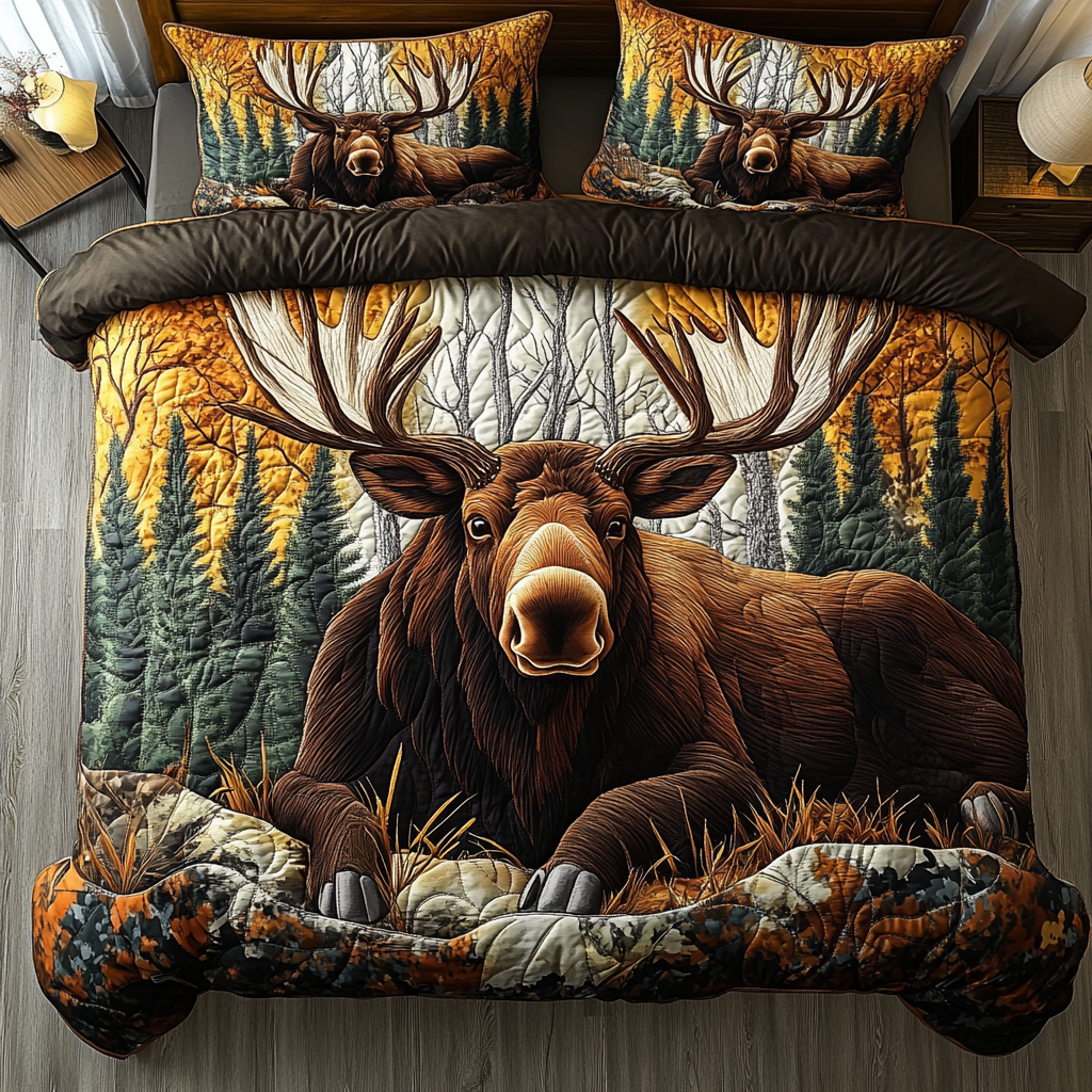 Moose Meadow 3-Piece Quilted Bedding Set NCU0DK3370