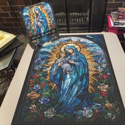 Stained Glass Mother Mary Jigsaw Puzzle 1000 Pieces