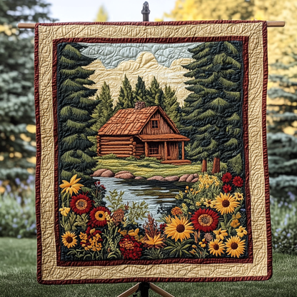 Mountain Log Cabin Quilted Blanket NCU0DK3584