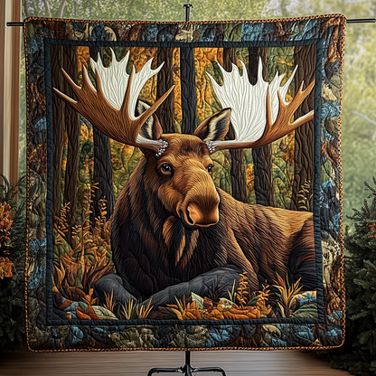 Mountain Moose Dreams Quilted Blanket NCU0DK3389