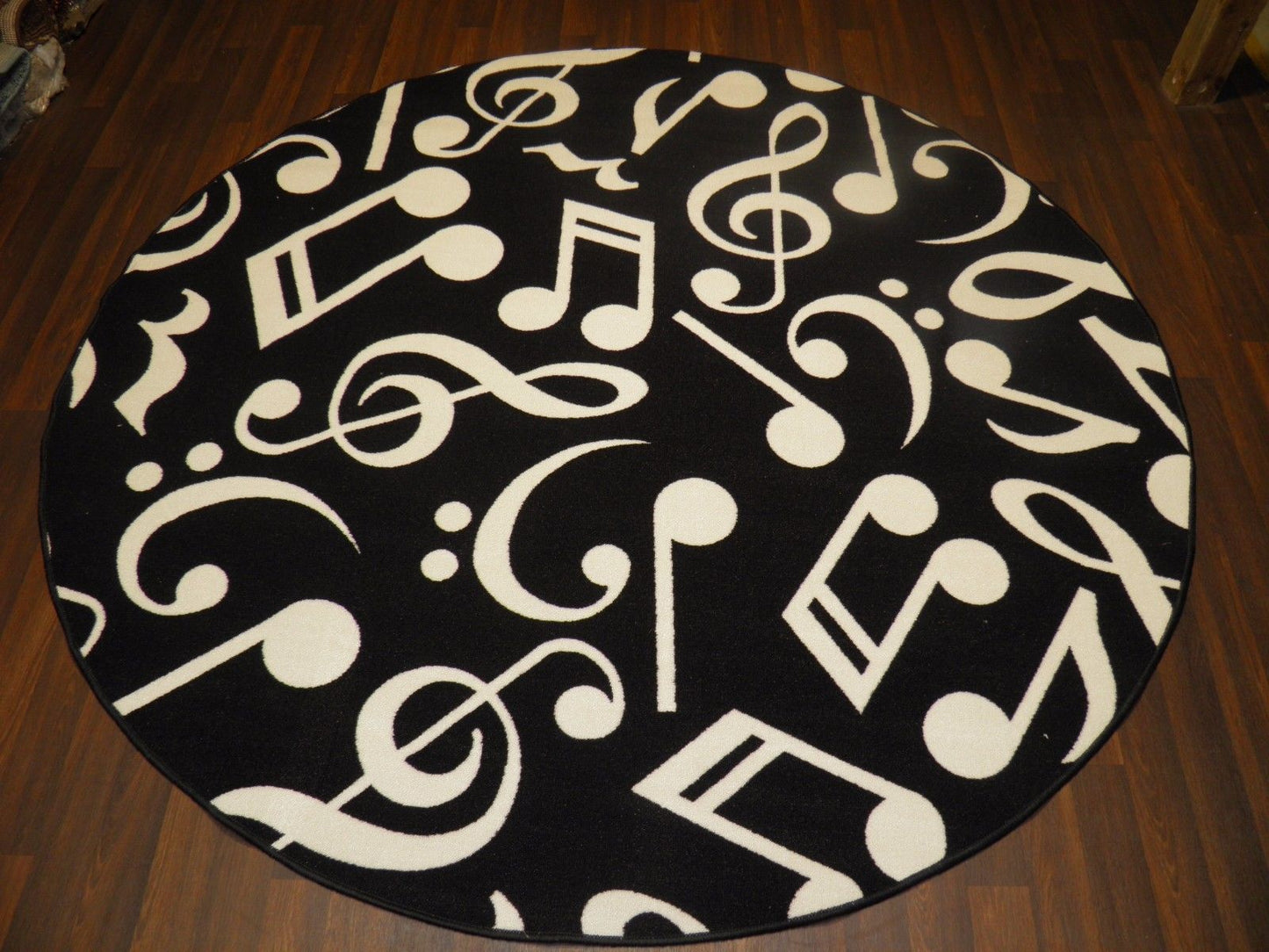 Music Black CLM1210126R Round Area Rug