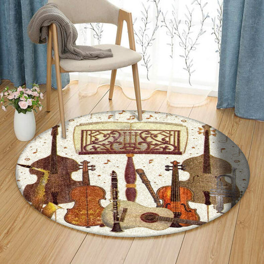 Musical Instrument HN1910071RR Round Area Rug