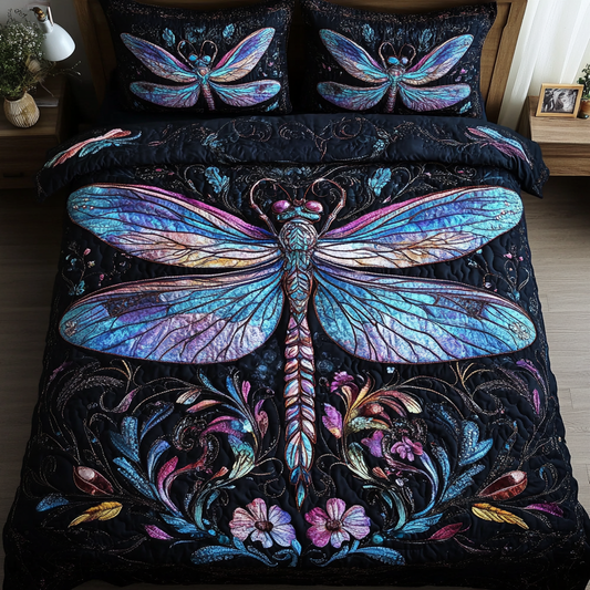 Mystic Dragonfly 3-Piece Quilted Bedding Set NCU0DK3559