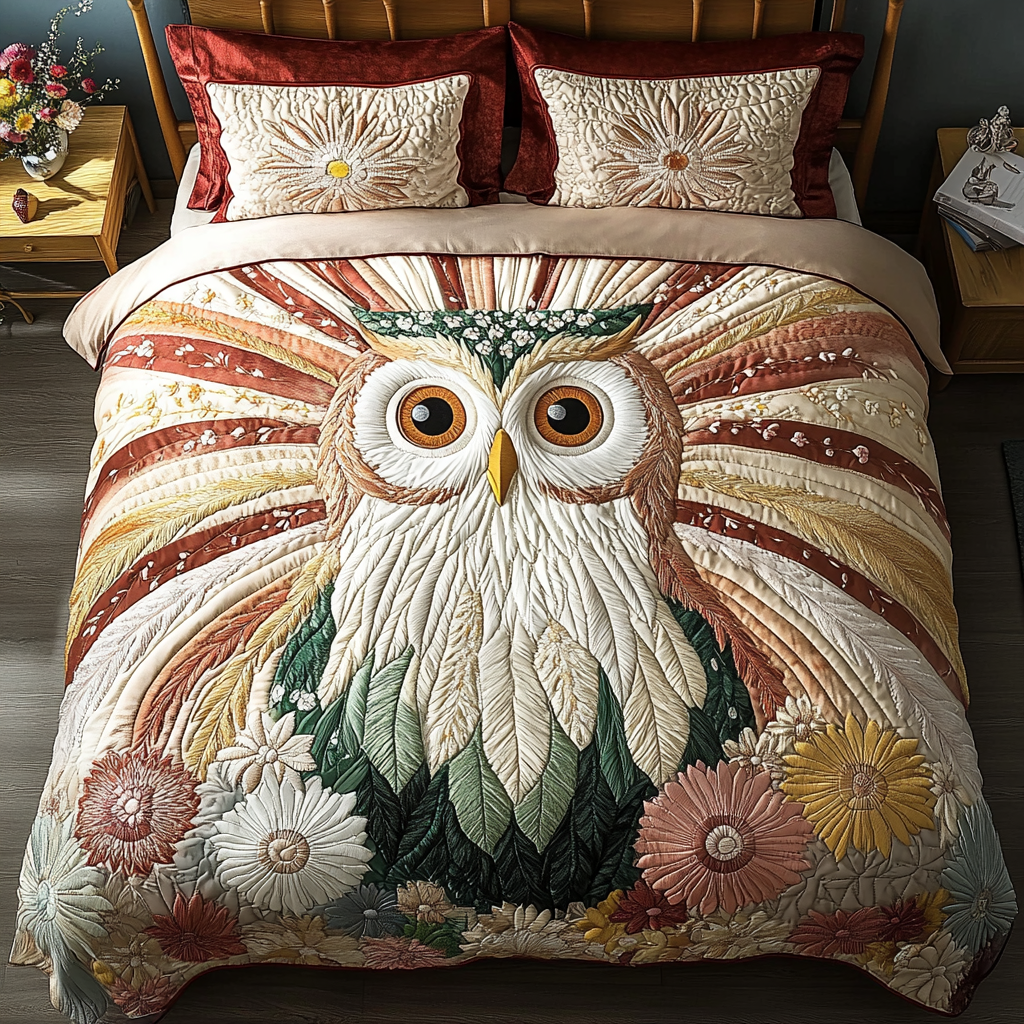 Juego de cama acolchado de 3 piezas Mystic Feathers NCU0DK3620