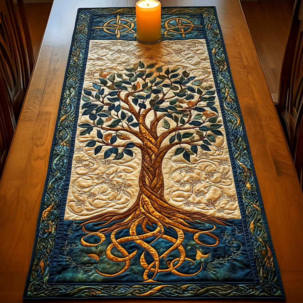 Mystic Roots Quilted Table Runner NCU0VH988