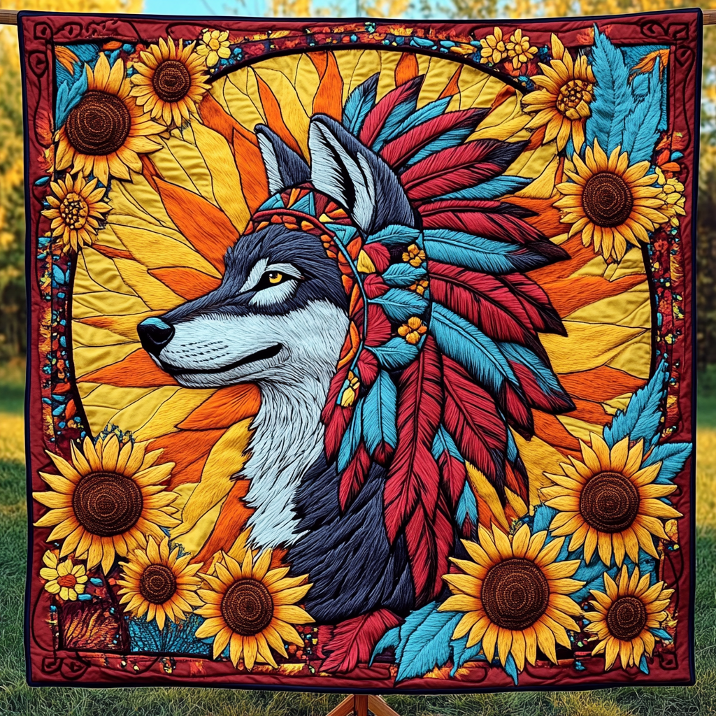 Mystic Wolf Shadows Quilted Blanket NCU0DK1640