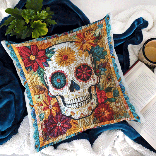 Mystical Floral Skull Quilted Pillow Case NCU0TL1989