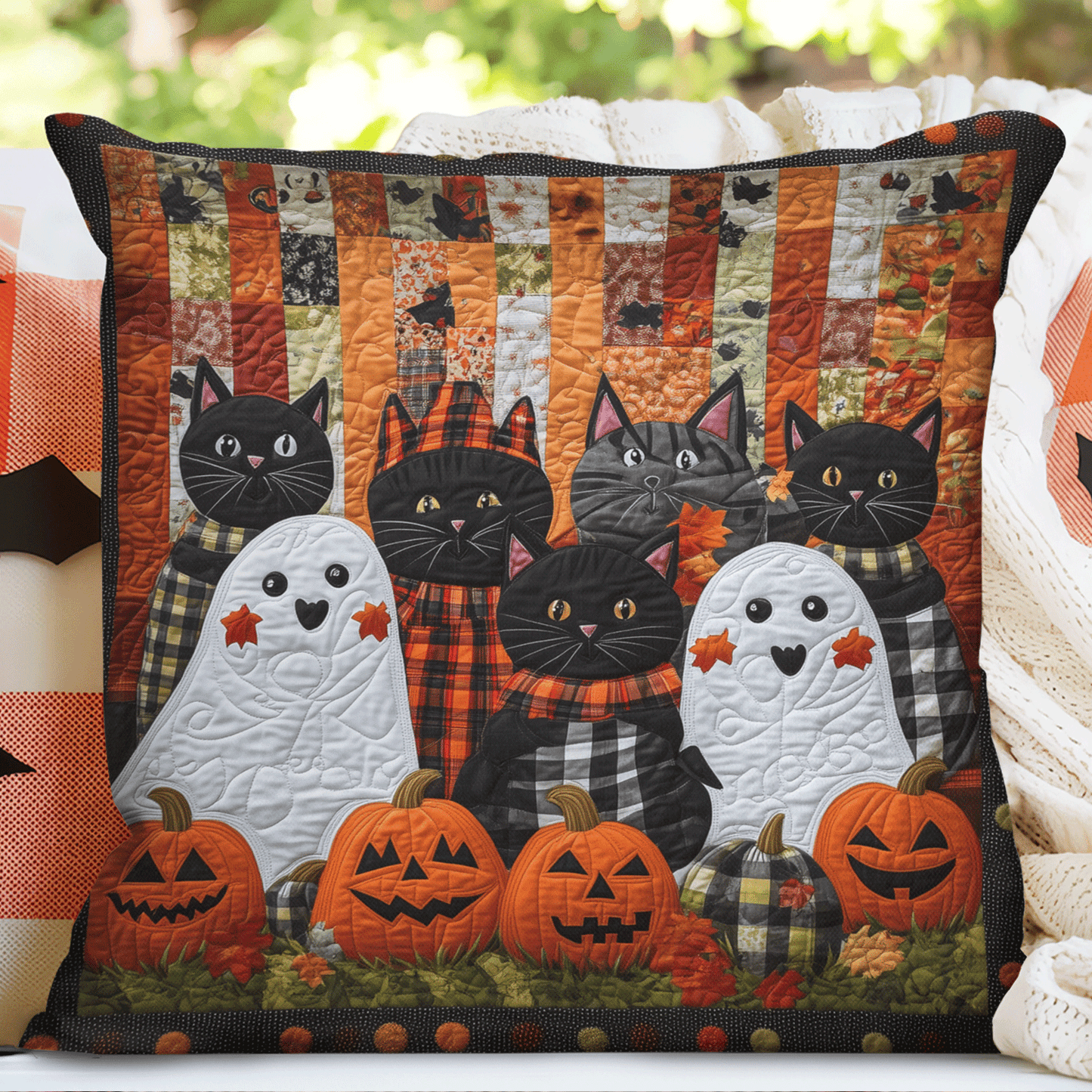 Spooky Feline Quilted Pillow Case NCU0TH1756