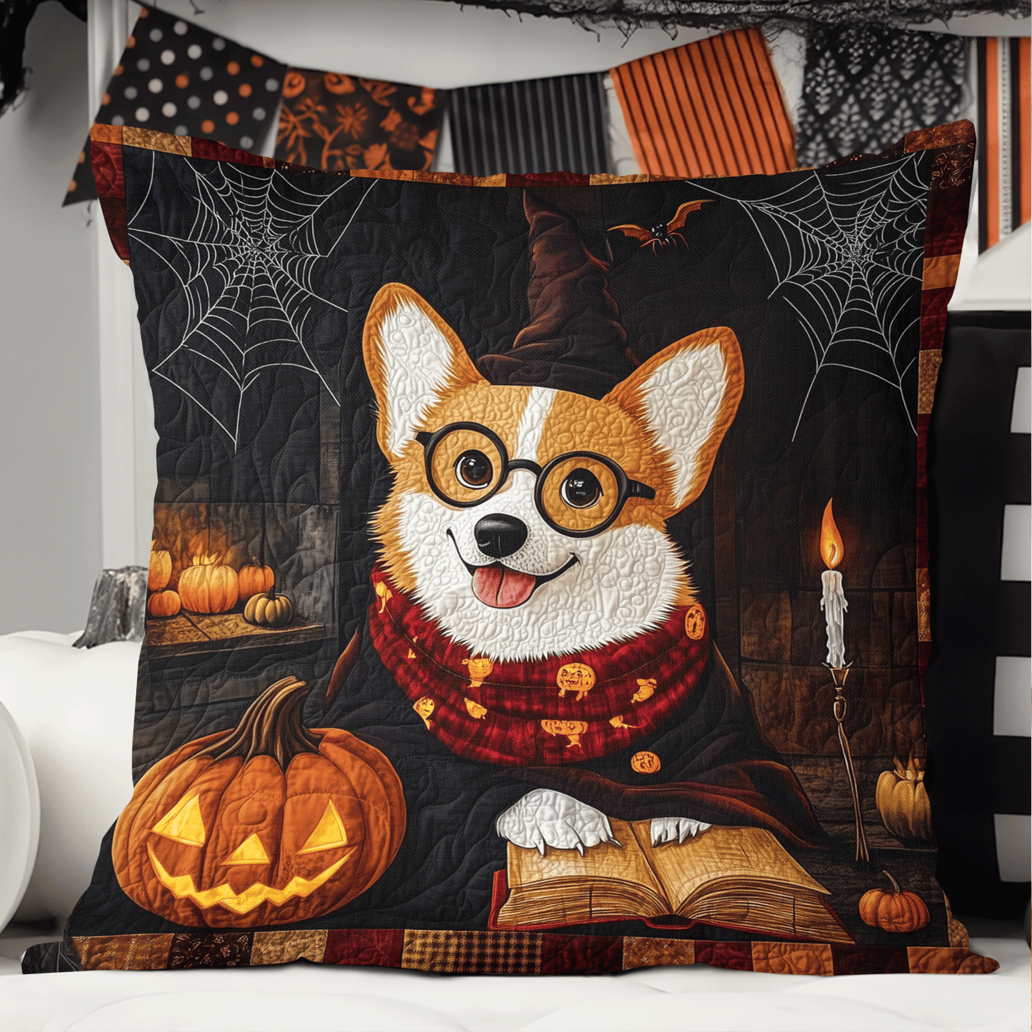 Corgi Haunted Hideaway Quilted Pillow Case NCU0TH1763