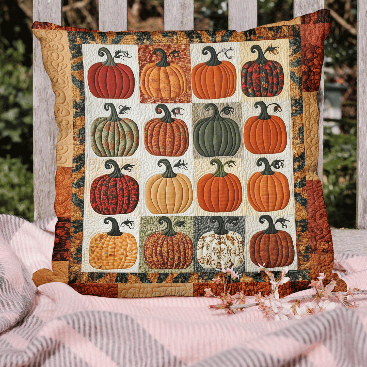 Autumn Pumpkins Quilted Pillow Case NCU0TH2156