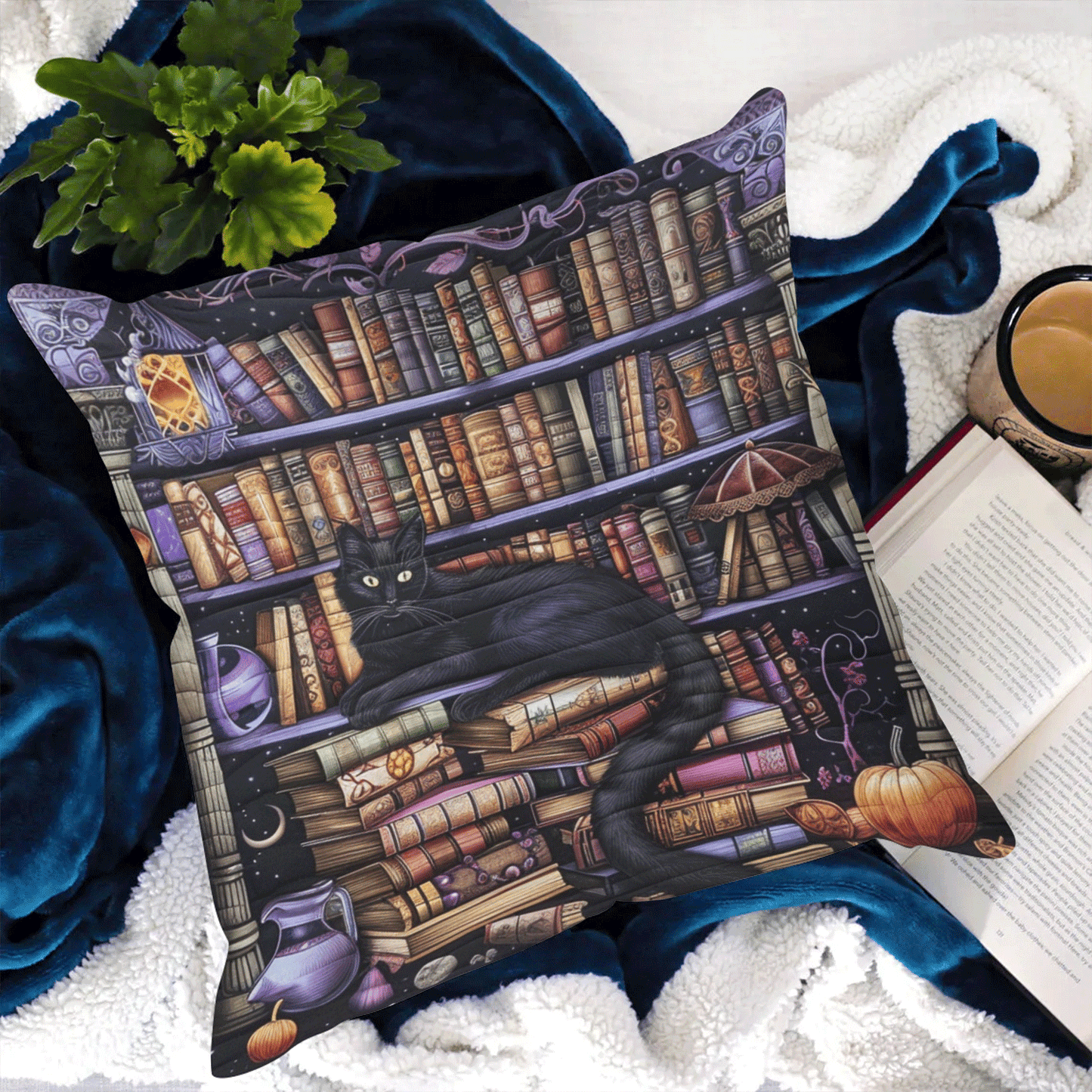 Cat Among Books Quilted Pillow Case NCU0TH1753