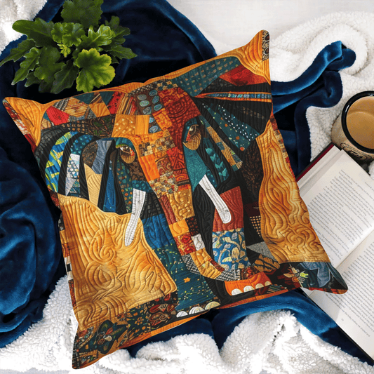 Vibrant Elephant Safari Quilted Pillow Case NCU0TH1768