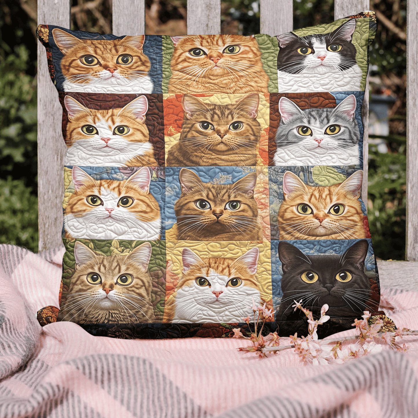 Cats in Bloom Quilted Pillow Case NCU0TL1306