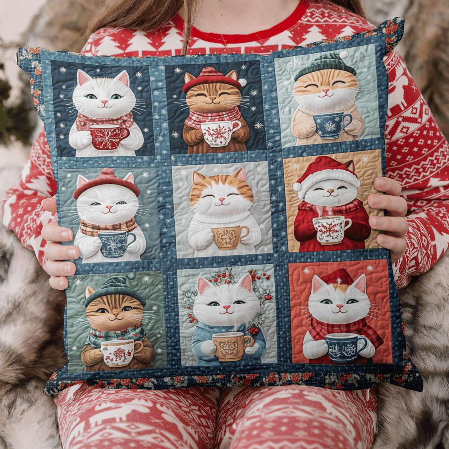 Purrfectly Cozy Cats Quilted Pillow Case NCU0TL1303