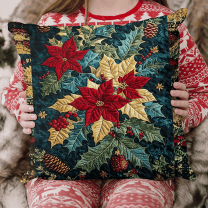 Vibrant Poinsettia Quilted Pillow Case NCU0TL1980