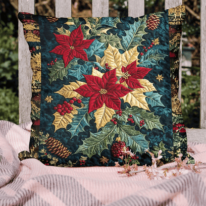 Vibrant Poinsettia Quilted Pillow Case NCU0TL1980