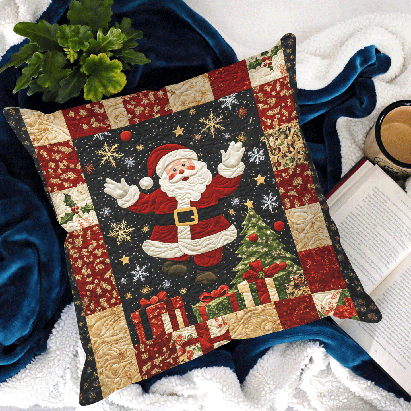 Santa Holiday Cheer Quilted Pillow Case NCU0TL1977