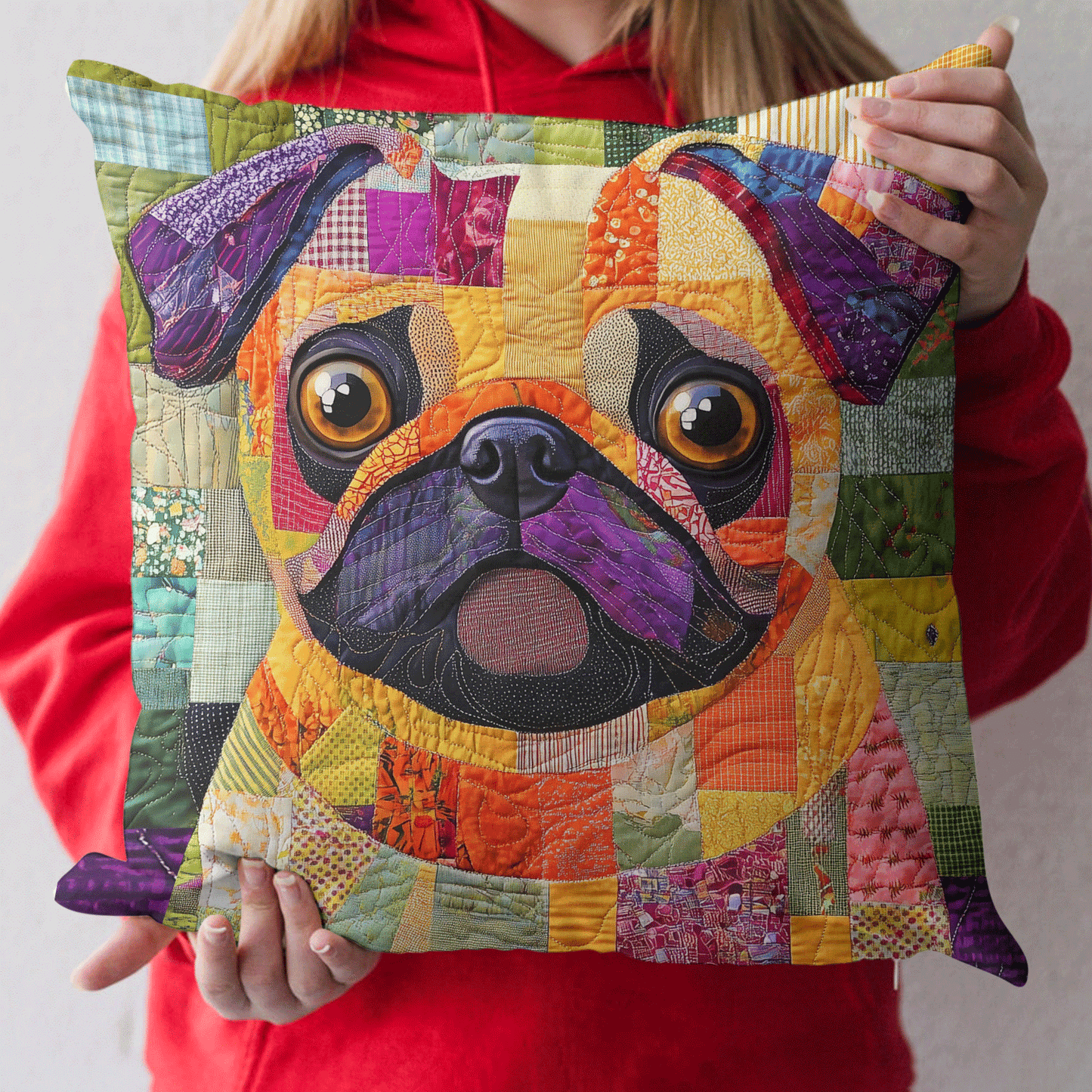 Pug Colors Delight Quilted Pillow Case NCU0TL1978