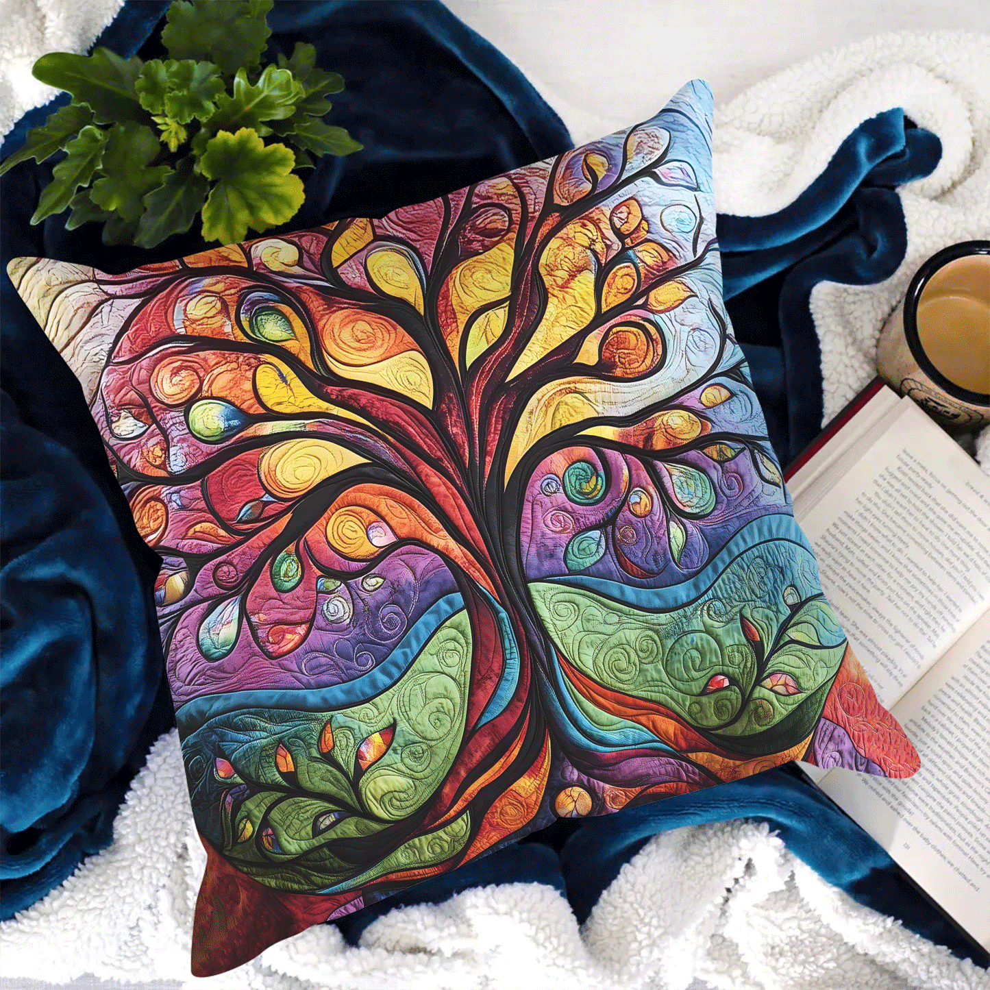 Golden Tree Of Life Quilted Pillow Case NCU0TL2108