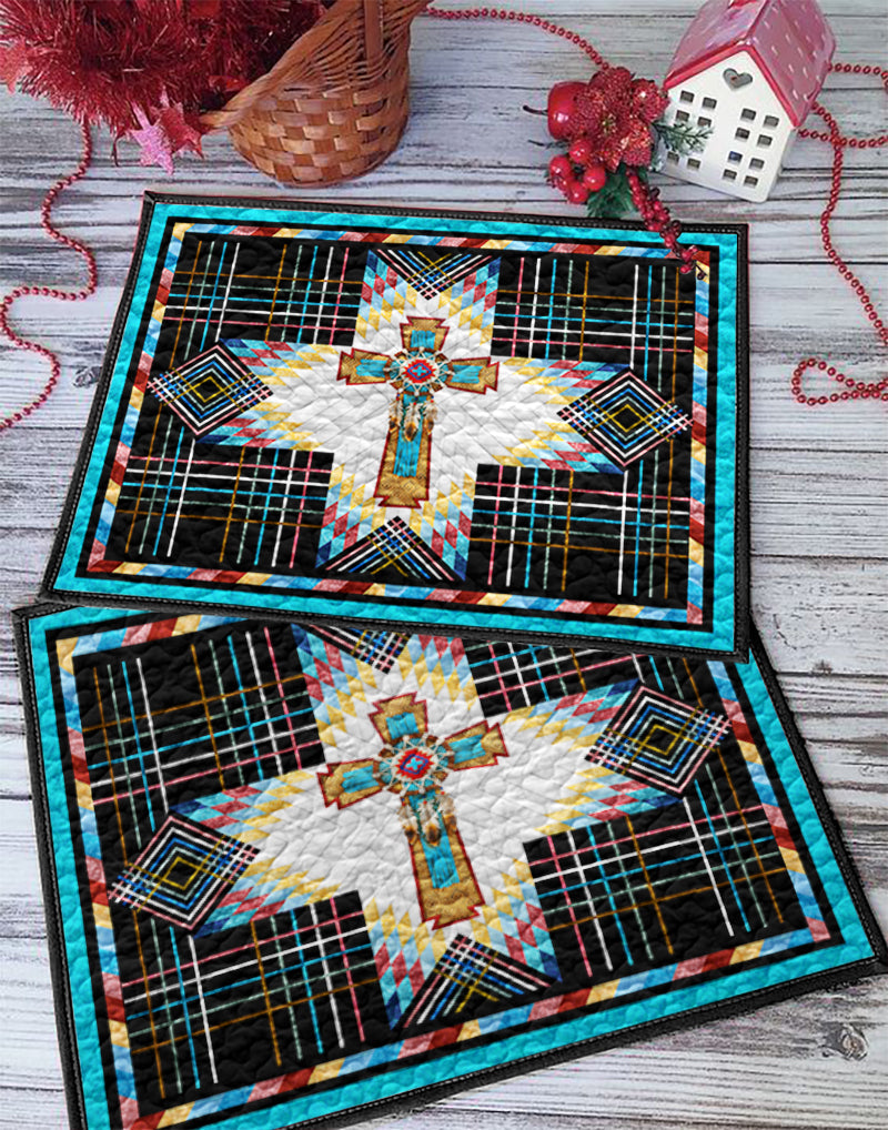 Native American Christian Cross HN030607MPM Quilted Placemats