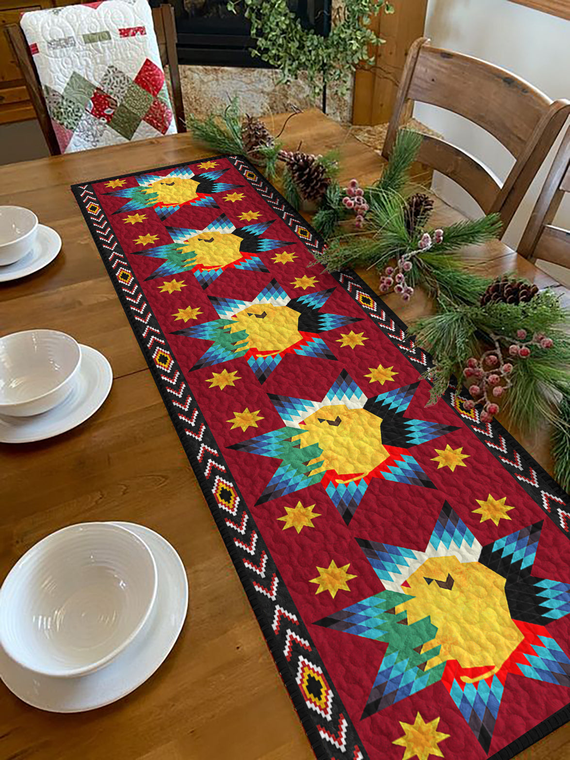 Native American HM27022304BLTR Quilted Table Runner