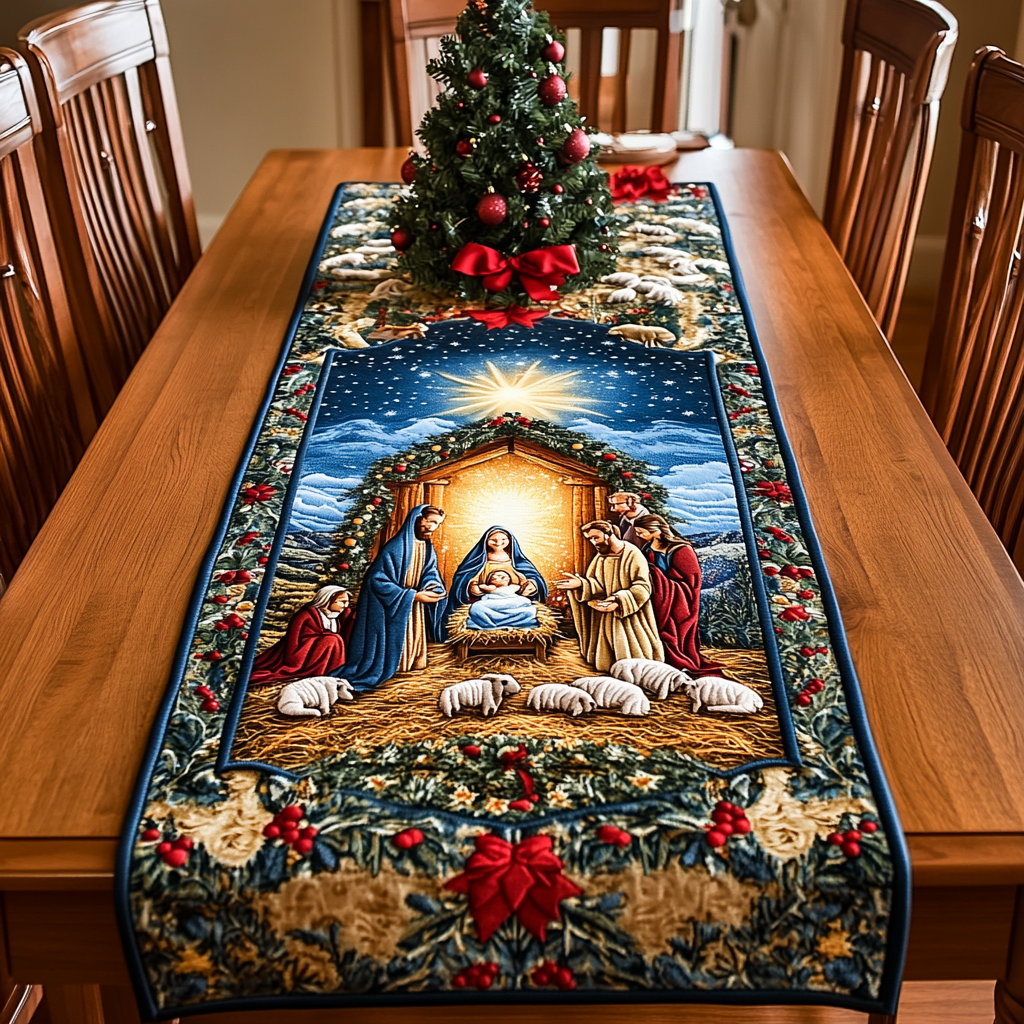 Nativity Scene TAI041124602 Quilted Table Runner