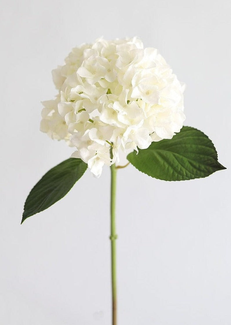 Fake Flowers Real Touch Hydrangea Stem in Talc White  - 18"