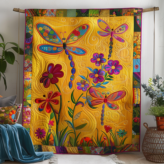 Nature-Inspired Dragonfly Quilted Blanket NCU0PD375