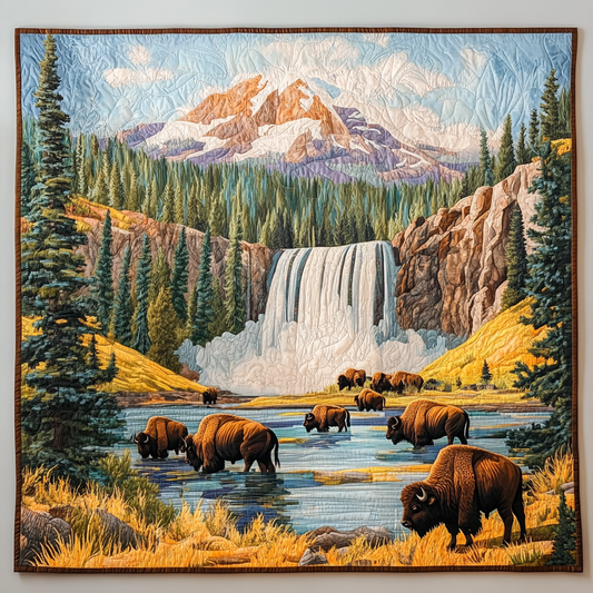 Nature Bison Art Quilt Hanging NCU0TL994