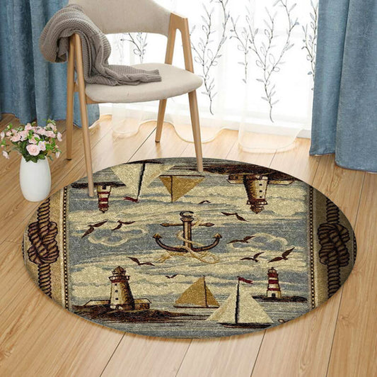 Nautical Lighthouse TN091057TM Round Area Rug