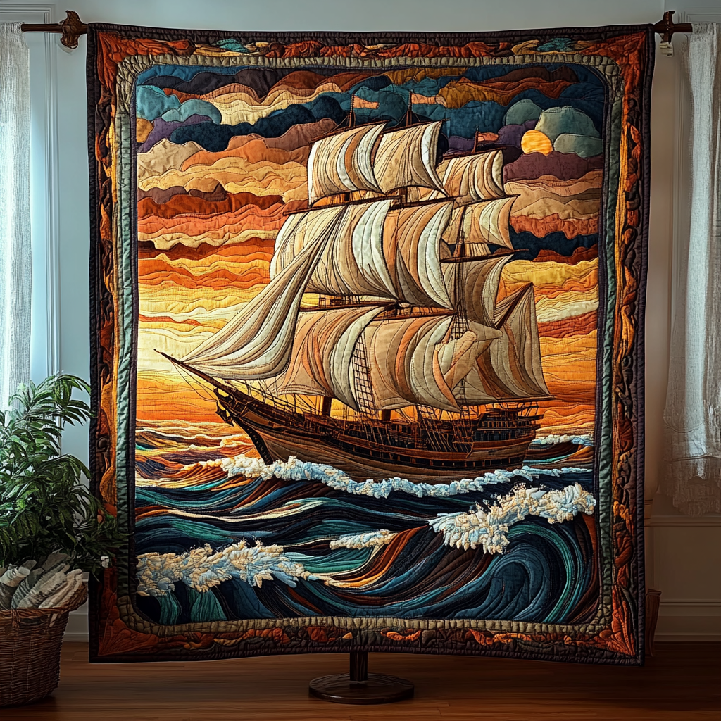 Nautical Breeze Quilted Blanket NCU0VH555