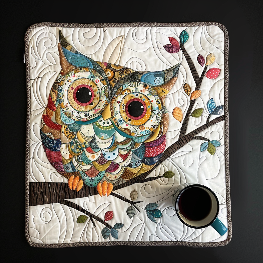 Nocturnal Owl Gaze Quilted Placemat NCU0TL009