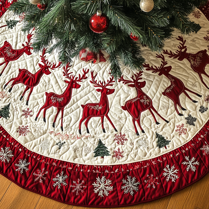 Reindeer Revelry Christmas Quilted Tree Skirt NCU0DK1305