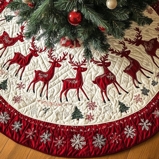 Reindeer Revelry Christmas Quilted Tree Skirt NCU0DK1305