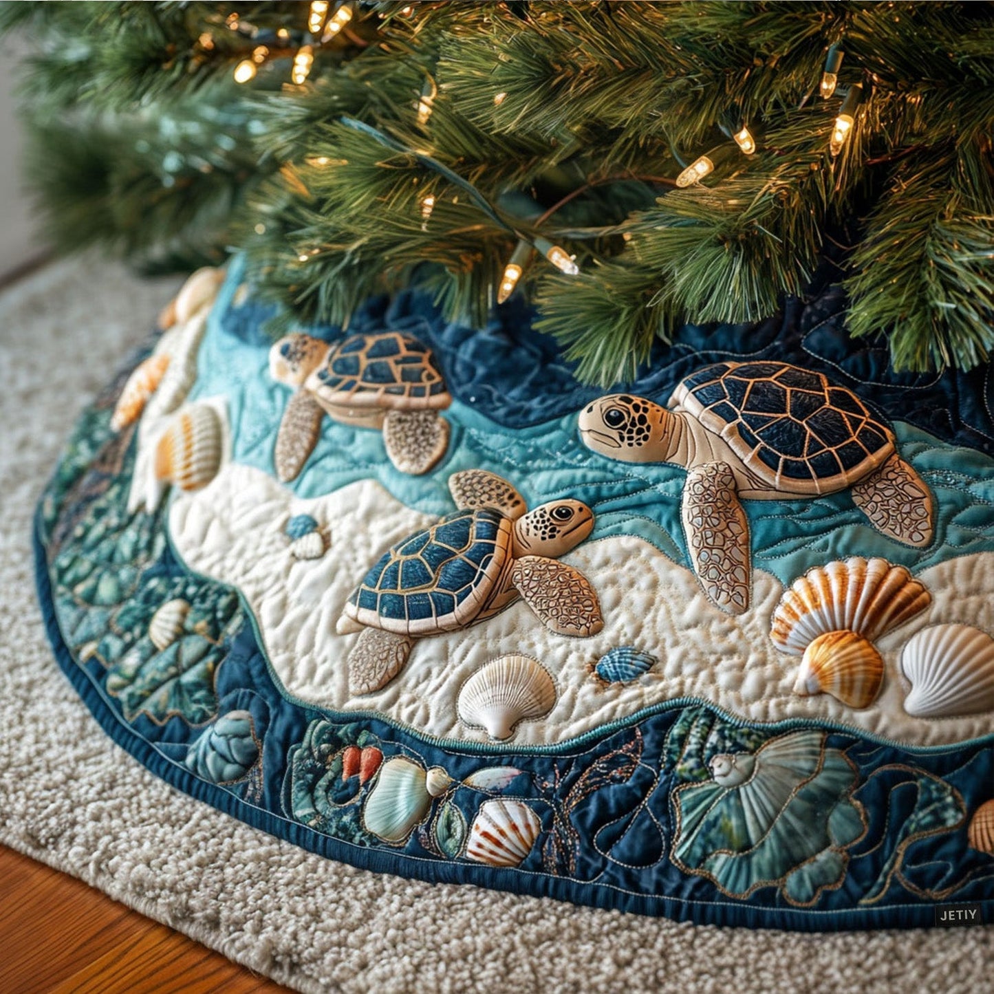 Ocean Shores Turtle Quilted Christmas Tree Skirt NCU0PT2486