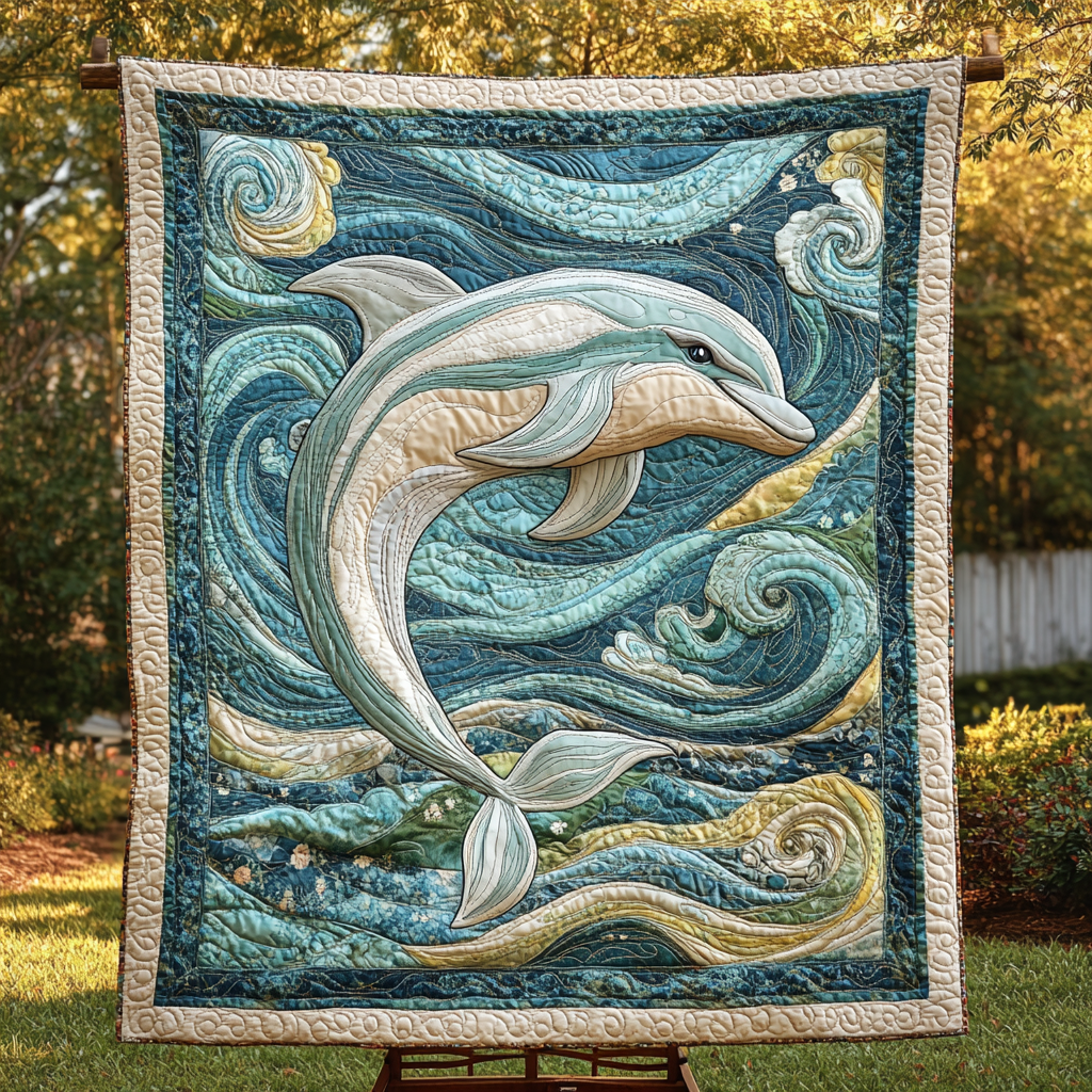 Ocean Breeze Dolphin Quilted Blanket NCU0DK2041